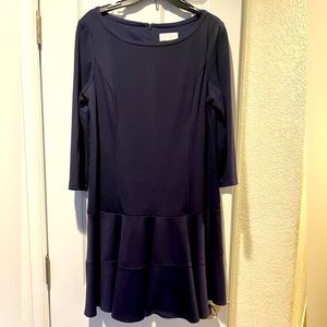 Jessica Simpson Navy Blue 3/4 Sleeve Drop Waist Flounce Dress